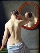Christoffer Wilhelm Eckersberg Woman Standing in Front of a Mirror painting